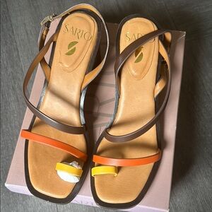 Franco Sarto Orange and Yellow Sandals Minimalist Design